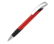 Stylo personnalisable avec prise texturée et bouton en métal couleur rouge