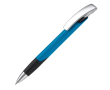 Stylo personnalisable avec prise texturée et bouton en métal couleur bleu ciel