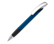 Stylo personnalisable avec prise texturée et bouton en métal couleur bleu foncé