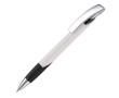 Stylo personnalisable avec prise texturée et bouton en métal couleur blanc