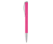 Stylo rotatif en aluminium avec clip et pointe métallique couleur rose