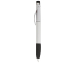 Stylo en plastique avec pointeur et poignée texturée colorée couleur blanc/noir