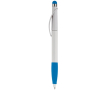 Stylo en plastique avec pointeur et poignée texturée colorée couleur bleu ciel