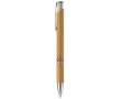 Stylo à bouton-poussoir en bambou avec double anneau argenté au milieu couleur naturel