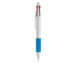 Stylo multifonction 4 en 1 avec poignée colorée couleur blanc/bleu