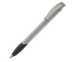 Stylo en plastique recyclé avec clip incurvé à encre bleue couleur gris