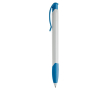Stylo en plastique blanc avec clip incurvé coloré fabriqué en UE couleur blanc/bleu