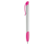 Stylo en plastique blanc avec clip incurvé coloré fabriqué en UE couleur rose