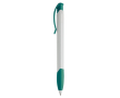 Stylo en plastique blanc avec clip incurvé coloré fabriqué en UE couleur turquoise