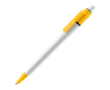 Stylo blanc avec détails sur la pointe et le clip fabriqué en UE couleur jaune