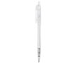 Stylo transparent en plastique avec détail sur le bouton-poussoir couleur blanc transparent