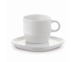 Tasse à café empilable à soucoupe rectangulaire fabriquée en UE 180ml couleur blanc