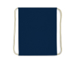 Sac à dos en coton coloré avec cordons naturels 140 g/m2 couleur bleu foncé