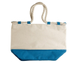 Sac en toile avec base colorée et cordons résistants couleur bleu ciel