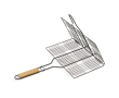 Grille rectangulaire avec poignée en bois pratique pour barbecue couleur bois