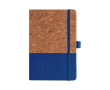 Carnet en liège et cuir vegan avec sangle élastique et lignées A5 couleur bleu ciel