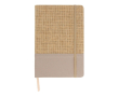 Carnet en jute et RPET avec détail coloré à la base et pages lignées couleur beige