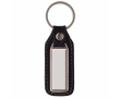 Porte-clés rectangulaire en métal à personnaliser avec cuir couleur noir