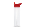 Gourde en RPET transparente avec bouchon à paille pliable 600ml couleur rouge