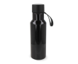 Gourde en RPET colorée avec anse de transport en caoutchouc 600ml couleur noir