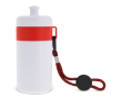 Gourde de sport blanche sans BPA avec cordon de transport 500ml couleur rouge