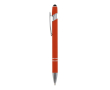 Stylo en aluminium recyclé avec pointe tactile et encre bleue couleur orange