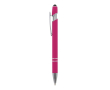 Stylo en aluminium recyclé avec pointe tactile et encre bleue couleur rose