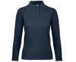Polo basique pour femme à manches longues en coton 180 g/m² B&C couleur bleu marine