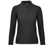 Polo basique pour femme à manches longues en coton 180 g/m² B&C couleur noir