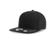 Casquette en polyester recyclé avec visière plate, 6 panneaux 200 g/m² couleur noir