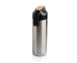Bouteille thermos en inox avec anse et détail en bambou 600 ml couleur argenté