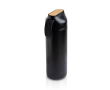 Bouteille thermos en inox avec anse et détail en bambou 600 ml couleur noir