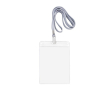 Identificateur avec cordon détachable en polyester 10,8x15,4 cm couleur transparent
