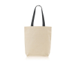 Sac en coton avec soufflet inférieur et poignées colorées 180 g/m² couleur gris foncé