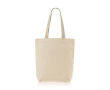 Sac en coton avec soufflet inférieur et poignées colorées 180 g/m² couleur beige
