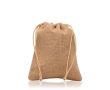 Petit sac en jute couleur naturelle avec deux cordons de nœuds couleur marron clair