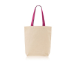 Sac en coton avec soufflet inférieur et poignées colorées 180 g/m² couleur rose