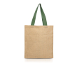 Sac de courses en jute avec poignées en coton 265 g/m² couleur vert olive