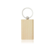 Porte-clés en bois de forme rectangulaire avec anneau en métal couleur marron clair