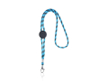 Lanyard tubulaire rayé durable en RPET avec mousqueton 3 cm couleur turquoise