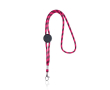 Lanyard tubulaire rayé durable en RPET avec mousqueton 3 cm couleur rose