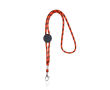 Lanyard tubulaire rayé durable en RPET avec mousqueton 3 cm couleur rouge