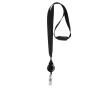 Lanyard en polyester avec porte-badge extensible et bloqueur couleur noir