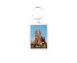Porte-clés en plastique rectangulaire et papier inséré sur deux faces couleur transparent