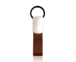Porte-clés avec sangle en cuir synthétique et anneau ouverture facile couleur marron