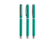 Roller en métal avec finition en gomme et bouchon à clip encre bleue couleur vert