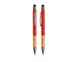 Stylo en aluminium et liège avec texture caoutchoutée encre bleue couleur rouge