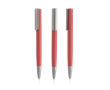 Stylo en aluminium recyclé avec finition en caoutchouc encre bleue couleur rouge foncé