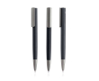 Stylo en aluminium recyclé avec finition en caoutchouc encre bleue couleur noir