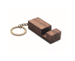 Porte-clés en bois de noyer, fonction support pour téléphone portable couleur bois
